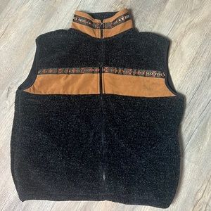 Vintage Black Mountain Outdoor Western or Southwestern Style Fleece Zip Up Vest